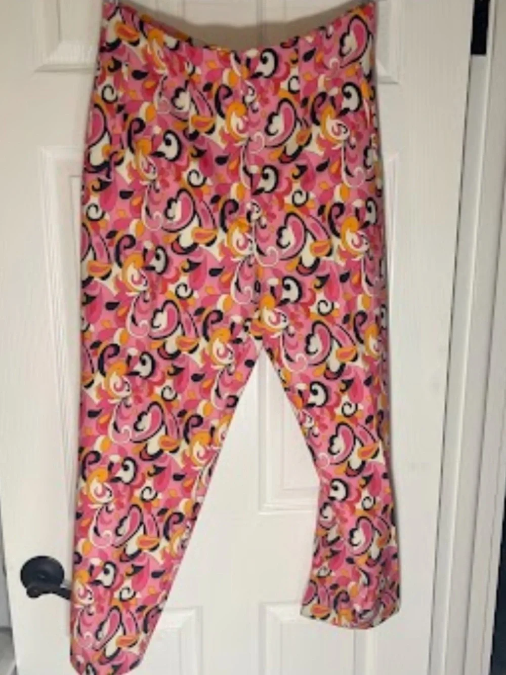 NWT: ZARA pink paisley floral swirl retro skinny cropped high waist pants Sz XL